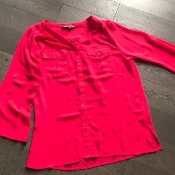 🔥Semi-Sheer Deep Pink Blouse - Picture 1 of 5